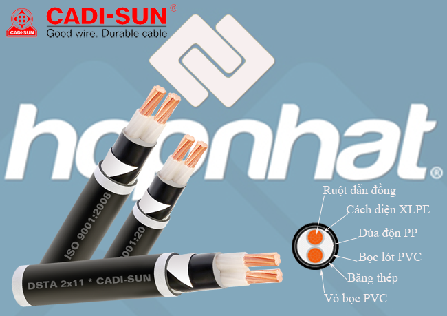 Cáp đồng ngầm 2 ruột DSTA 2x0.75, Cáp đồng ngầm Cadisun 2x0.75